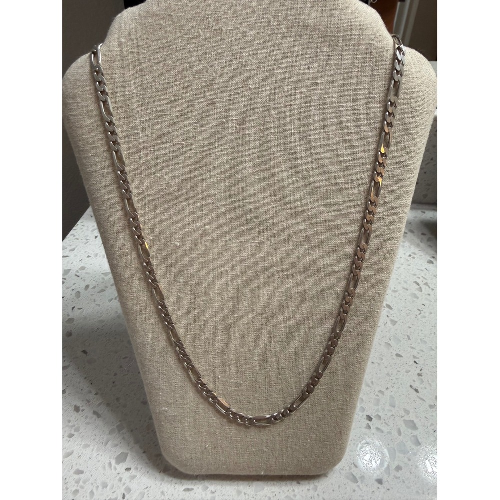 Figaro Chain Silver Excellent condition Italian 925 Sterling 24" chunky